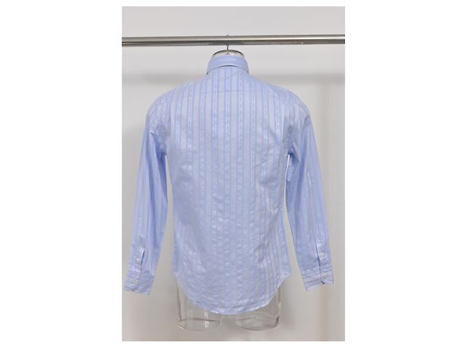 Camisa de manga larga de ajuste regular en algodón azul claro con estampado de cadena Louis Vuitton - vista 8