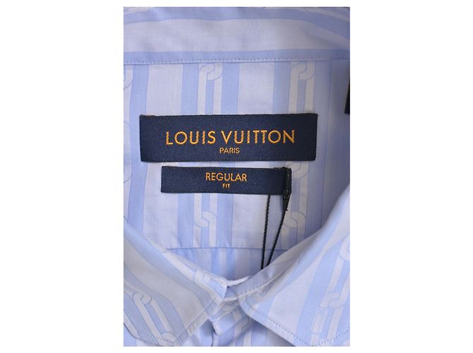Camisa de manga larga de ajuste regular en algodón azul claro con estampado de cadena Louis Vuitton - vista 9