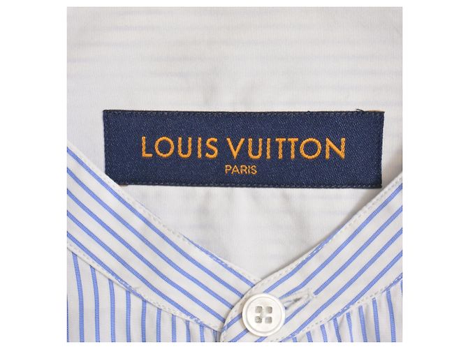 Camicia a maniche lunghe con stampa a righe Louis Vuitton in cotone azzurro Blu Blu chiaro - vista 4
