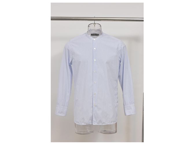 Camicia a maniche lunghe con stampa a righe Louis Vuitton in cotone azzurro Blu Blu chiaro - vista 6