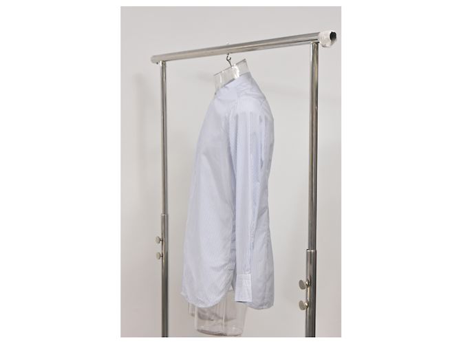 Camicia a maniche lunghe con stampa a righe Louis Vuitton in cotone azzurro Blu Blu chiaro - vista 7