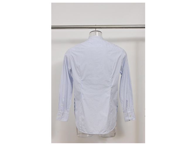Camicia a maniche lunghe con stampa a righe Louis Vuitton in cotone azzurro Blu Blu chiaro - vista 8