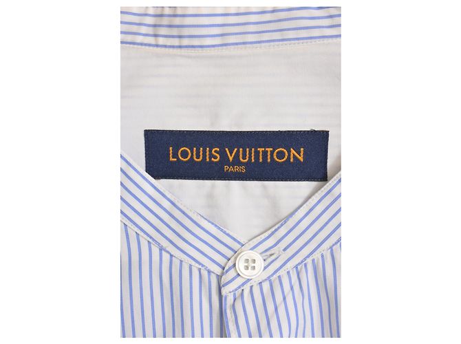 Camicia a maniche lunghe con stampa a righe Louis Vuitton in cotone azzurro Blu Blu chiaro - vista 9