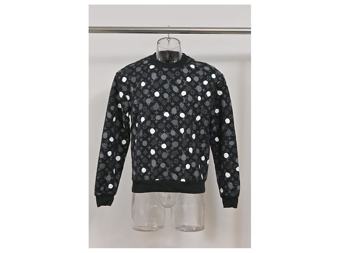 Schwarzer Baumwoll-Pullover mit Infinity Dots-Druck von Louis Vuitton x Yayoi Kusama - Ansicht 6