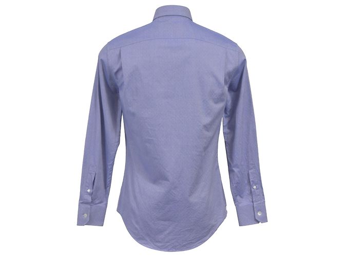 Camicia a maniche lunghe Regular Fit in cotone azzurro chiaro con pois svizzeri Louis Vuitton Blu Blu chiaro - vista 3