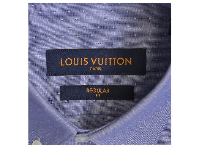 Camicia a maniche lunghe Regular Fit in cotone azzurro chiaro con pois svizzeri Louis Vuitton Blu Blu chiaro - vista 4