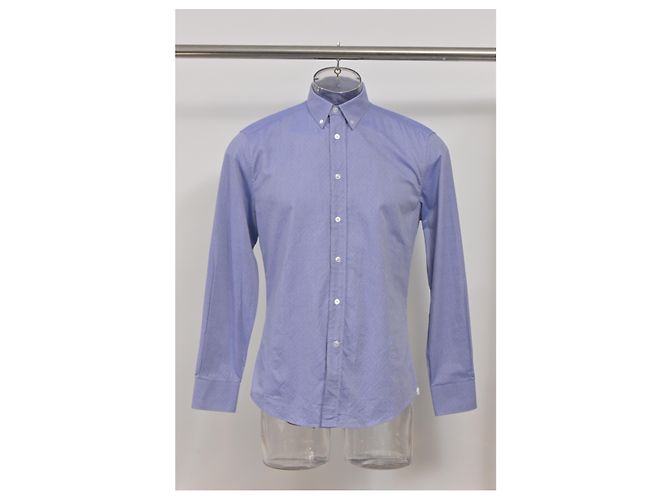 Camicia a maniche lunghe Regular Fit in cotone azzurro chiaro con pois svizzeri Louis Vuitton Blu Blu chiaro - vista 6