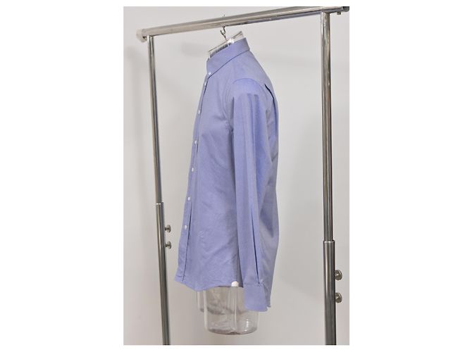 Camicia a maniche lunghe Regular Fit in cotone azzurro chiaro con pois svizzeri Louis Vuitton Blu Blu chiaro - vista 7