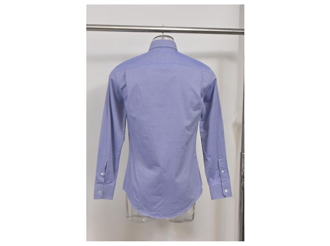 Camicia a maniche lunghe Regular Fit in cotone azzurro chiaro con pois svizzeri Louis Vuitton Blu Blu chiaro - vista 8