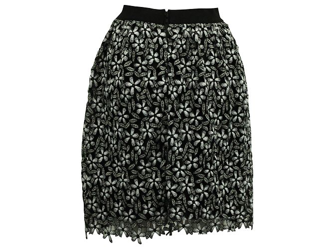 Self portrait Falda midi de guipur floral en negro y blanco de poliéster - vista 3