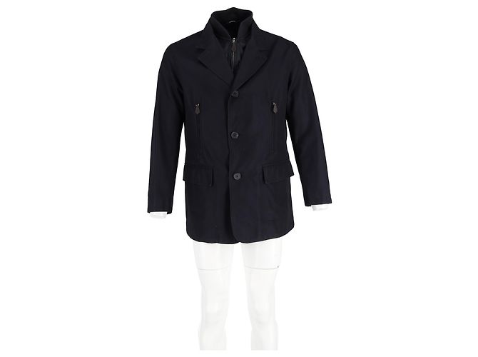 Blazer Hermès con gilet in cotone blu navy - vista 4