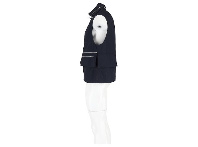 Hermès Shearling-Weste aus marineblauem Nylon - Ansicht 5