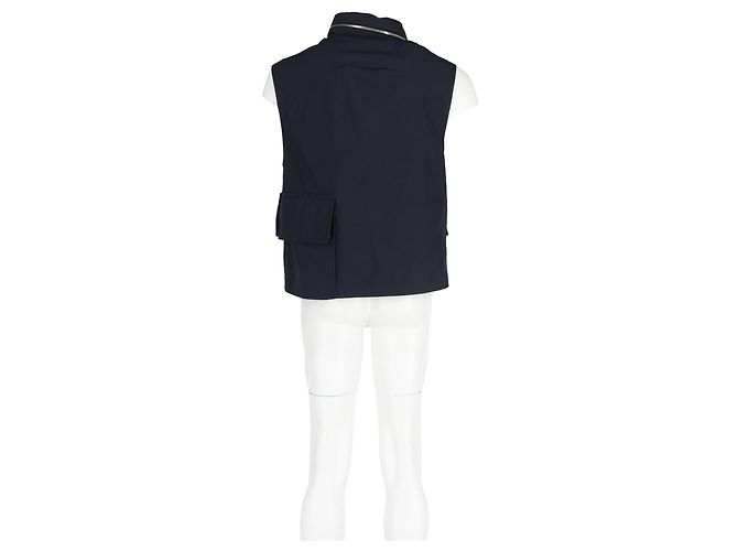 Hermès Shearling-Weste aus marineblauem Nylon - Ansicht 6