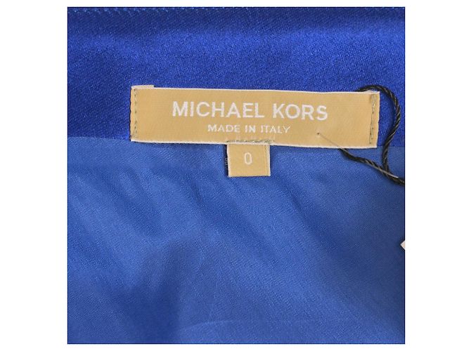 Michael Kors Mini Kratz-Effekt Ein-Schulter Kleid aus blauer Satin - Ansicht 4