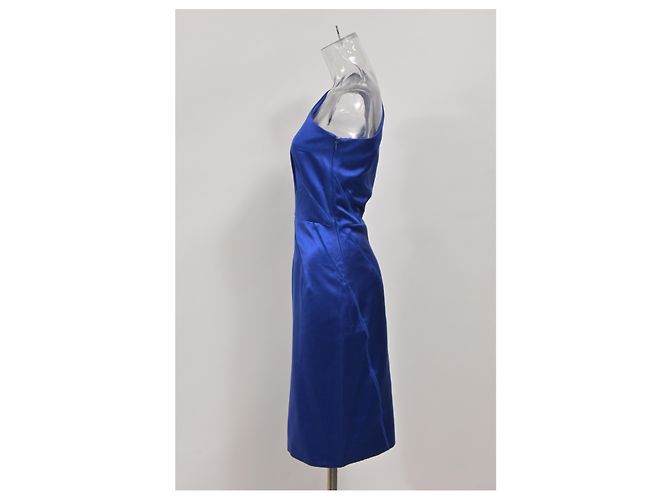 Michael Kors Mini Kratz-Effekt Ein-Schulter Kleid aus blauer Satin - Ansicht 7