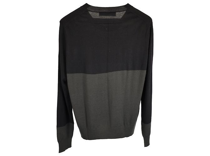 Zweifarbiger Rundhals-Pullover von Givenchy aus schwarzer und grauer Wolle Mehrfarben - Ansicht 3