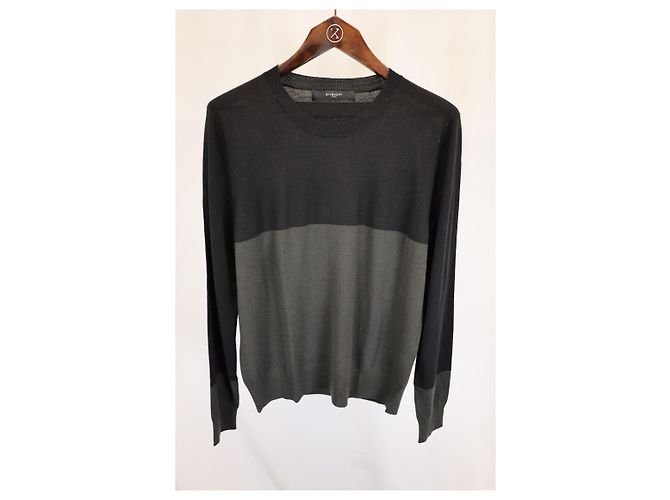 Zweifarbiger Rundhals-Pullover von Givenchy aus schwarzer und grauer Wolle Mehrfarben - Ansicht 4