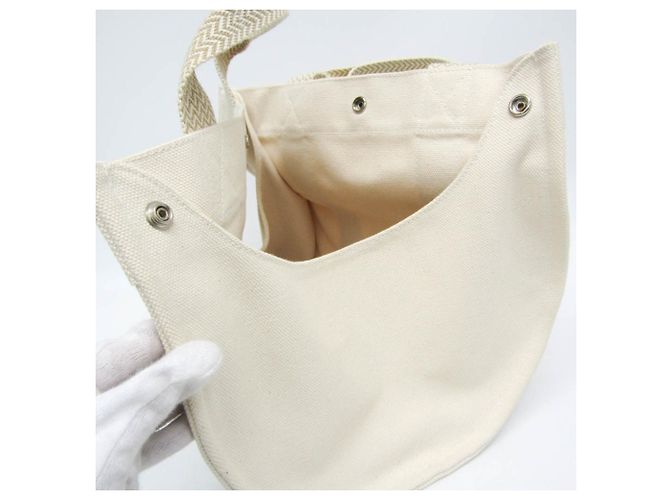Hermès Borsa tote in tela da donna Hermes Cannes PM Bianco sporco - vista 10