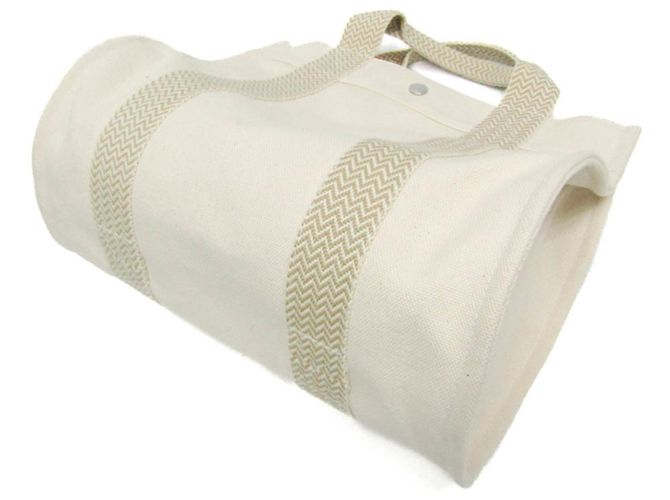 Hermès Borsa tote in tela da donna Hermes Cannes PM Bianco sporco - vista 2