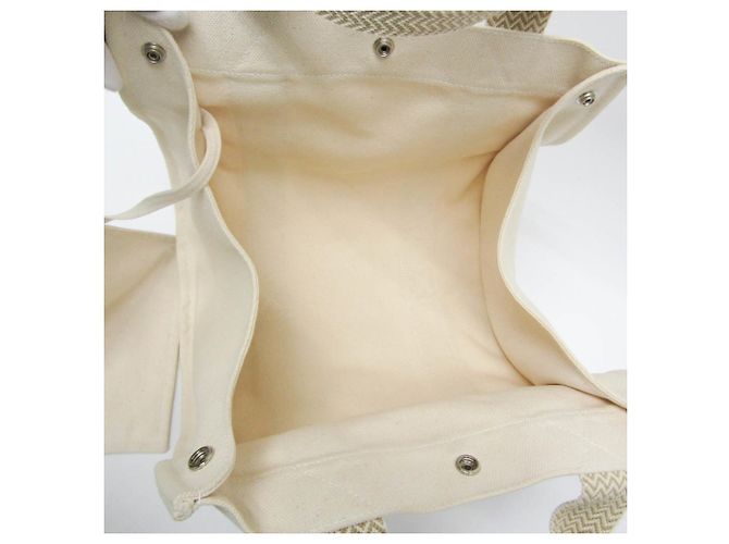 Hermès Borsa tote in tela da donna Hermes Cannes PM Bianco sporco - vista 3