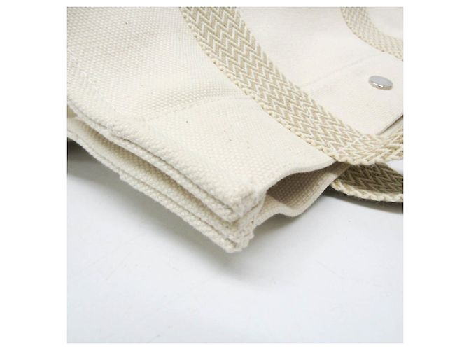 Hermès Borsa tote in tela da donna Hermes Cannes PM Bianco sporco - vista 5