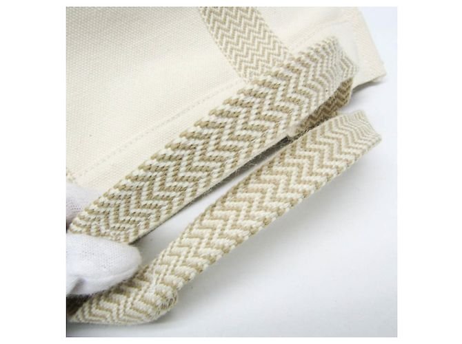 Hermès Borsa tote in tela da donna Hermes Cannes PM Bianco sporco - vista 9