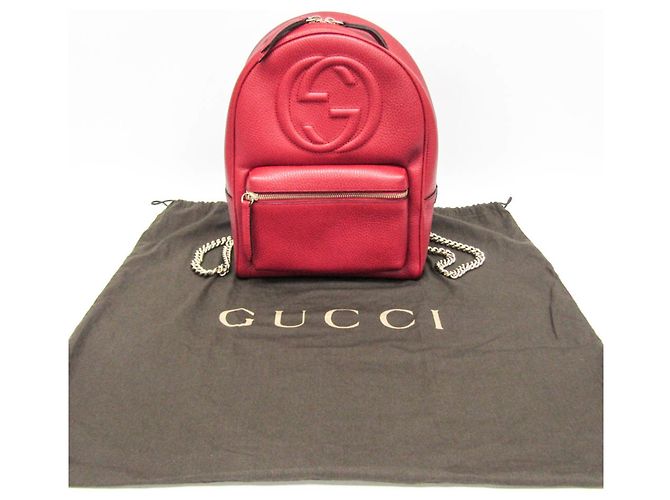 Gucci Soho Interlocking G Damen Leder Rucksack Rot - Ansicht 12