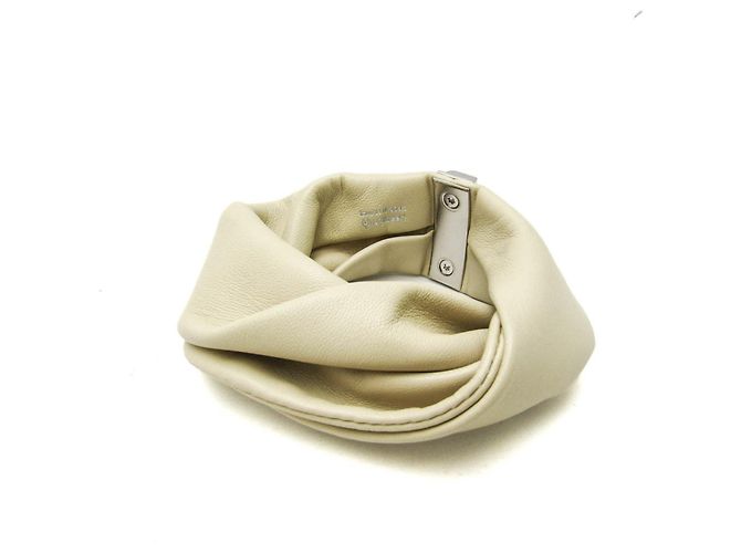 Pulseira de couro Hermès Médor Petit H Bege - vista 2