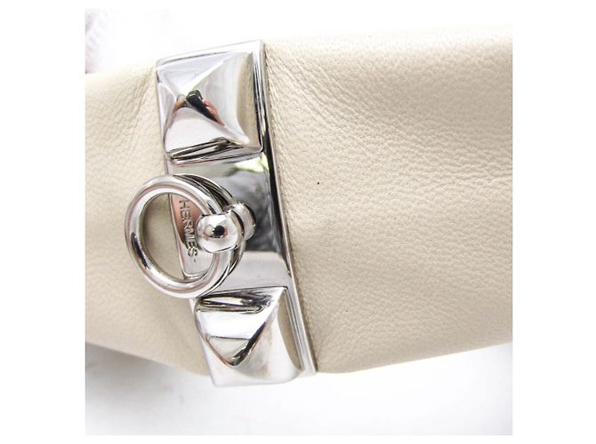 Pulseira de couro Hermès Médor Petit H Bege - vista 3