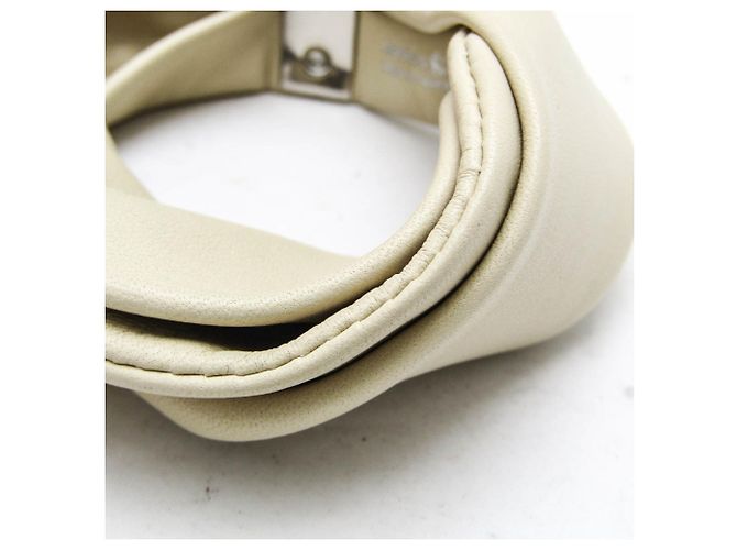 Pulseira de couro Hermès Médor Petit H Bege - vista 6