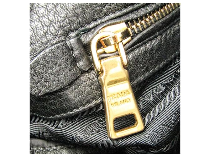 Tote Bolsa de ombro de couro feminina com logo triangular Prada Preto - vista 10