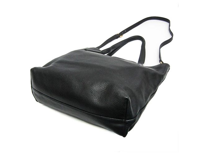Tote Bolsa de ombro de couro feminina com logo triangular Prada Preto - vista 2