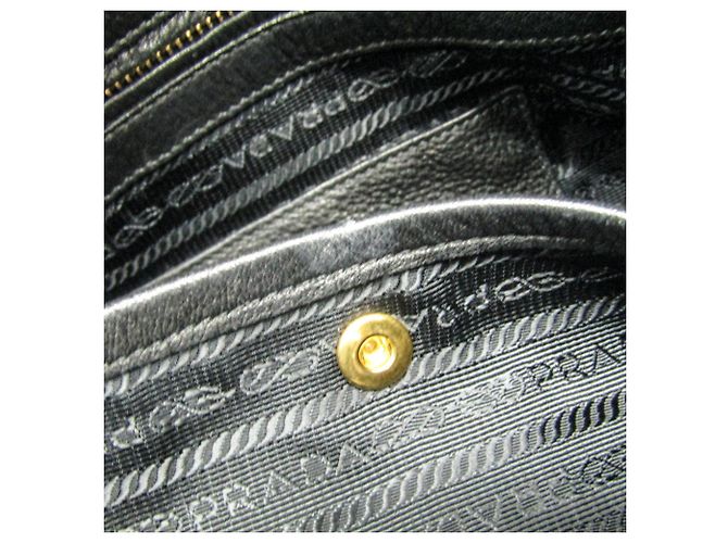 Tote Bolsa de ombro de couro feminina com logo triangular Prada Preto - vista 9