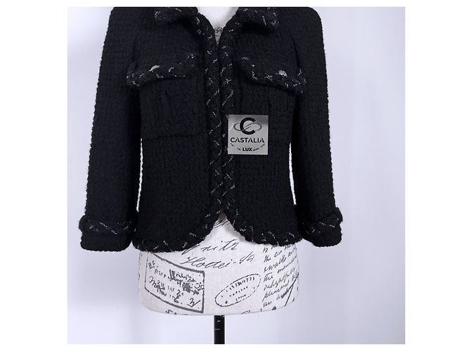 Chanel Iconic Chain Trim Black Tweed Jacket - view 10