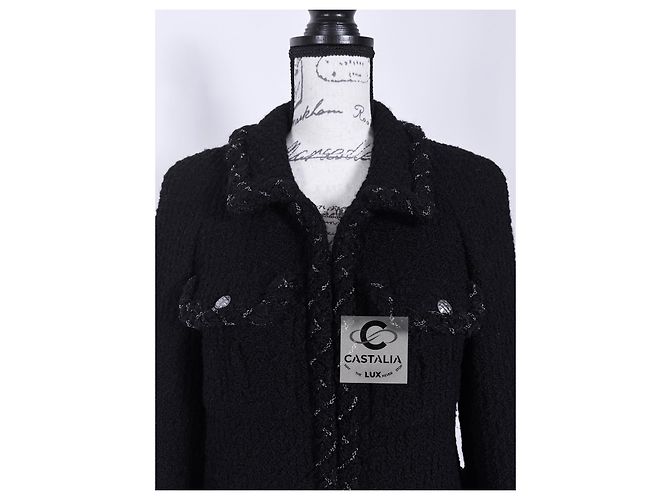 Chanel Iconic Chain Trim Black Tweed Jacket - view 11