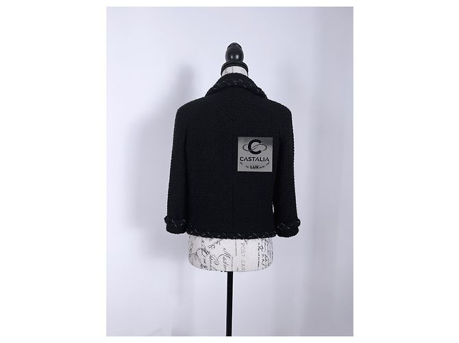 Chanel Iconic Chain Trim Black Tweed Jacket - view 13