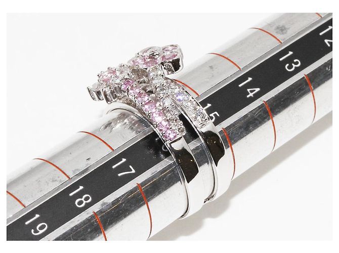 Autre Marque Diamantring mit rosa Saphir Pt900 - Ansicht 2