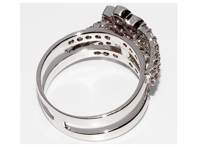 Autre Marque Diamantring mit rosa Saphir Pt900 - Ansicht 3
