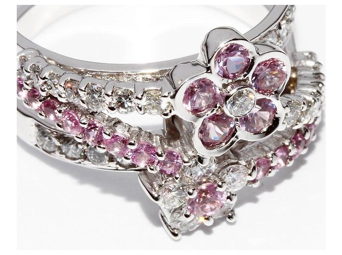Autre Marque Diamantring mit rosa Saphir Pt900 - Ansicht 5