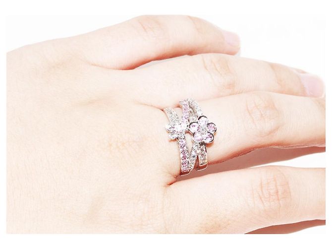 Autre Marque Diamantring mit rosa Saphir Pt900 - Ansicht 6