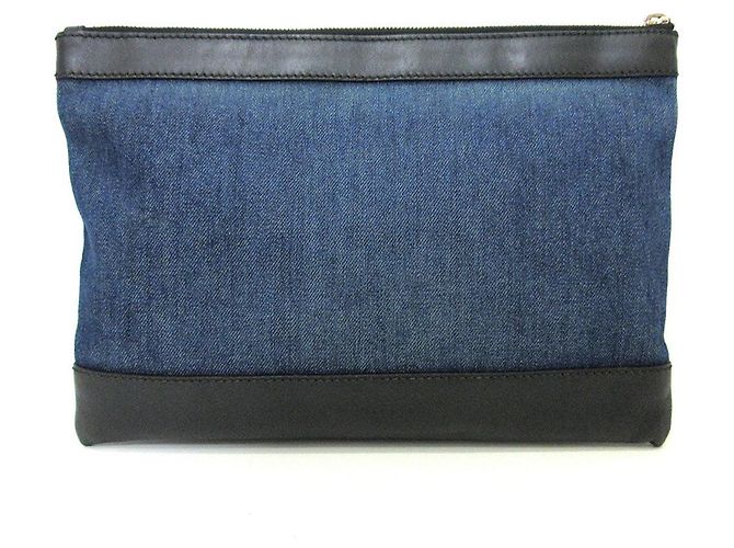 Clutch in denim, tela e pelle Balenciaga Blu - vista 2