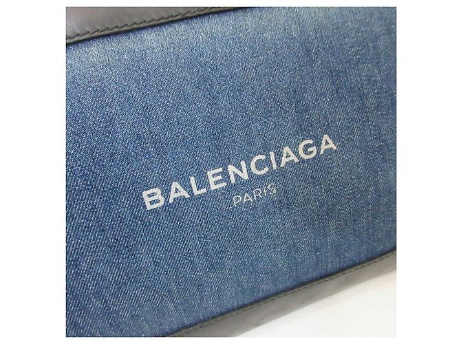 Clutch in denim, tela e pelle Balenciaga Blu - vista 3