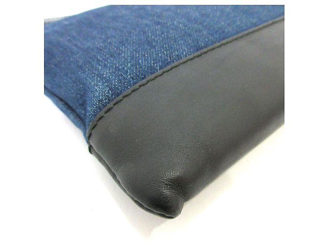 Clutch in denim, tela e pelle Balenciaga Blu - vista 4