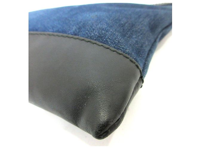 Clutch in denim, tela e pelle Balenciaga Blu - vista 5