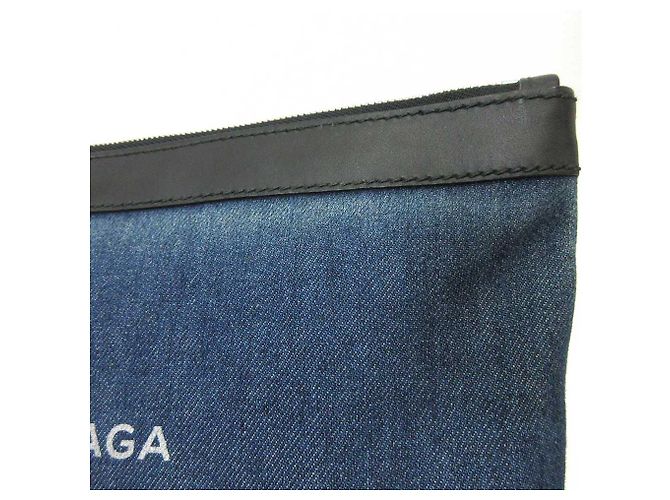 Clutch in denim, tela e pelle Balenciaga Blu - vista 6