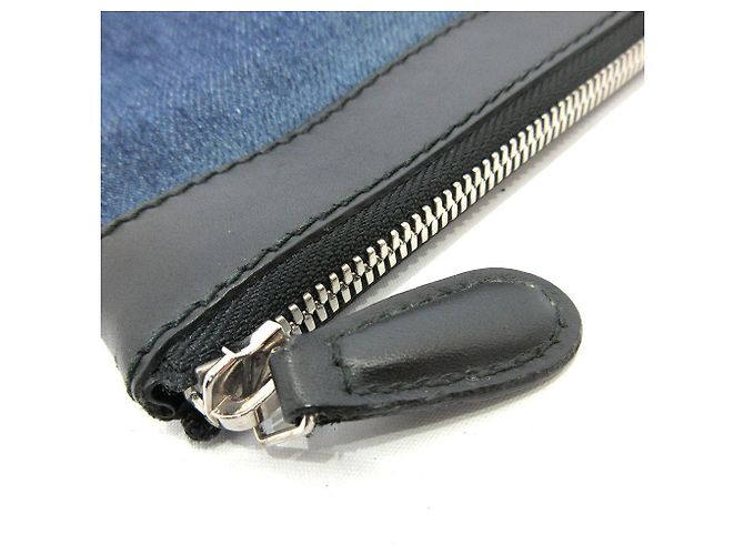 Clutch in denim, tela e pelle Balenciaga Blu - vista 7