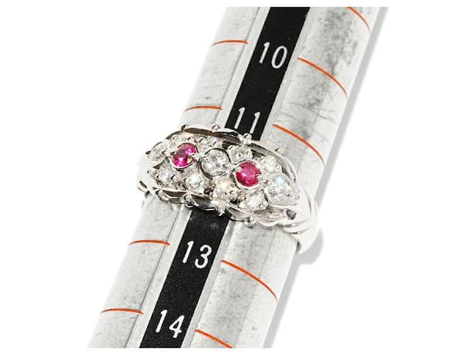 Autre Marque Pt900 Rubin-Diamant-Ring - Ansicht 2