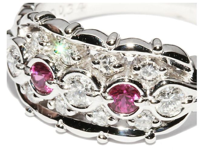 Autre Marque Pt900 Rubin-Diamant-Ring - Ansicht 5