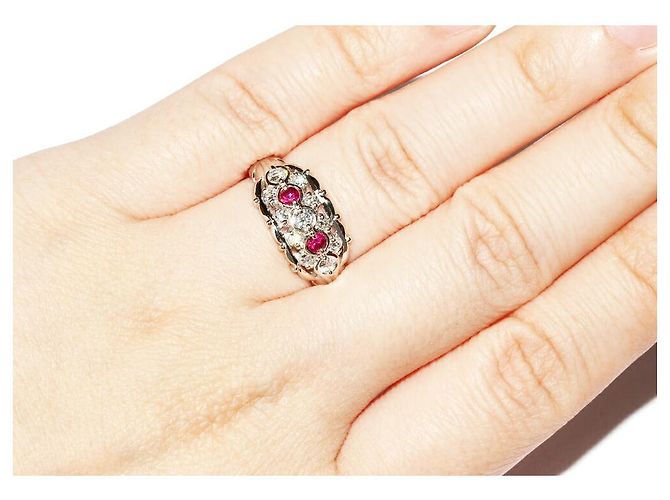 Autre Marque Pt900 Rubin-Diamant-Ring - Ansicht 6