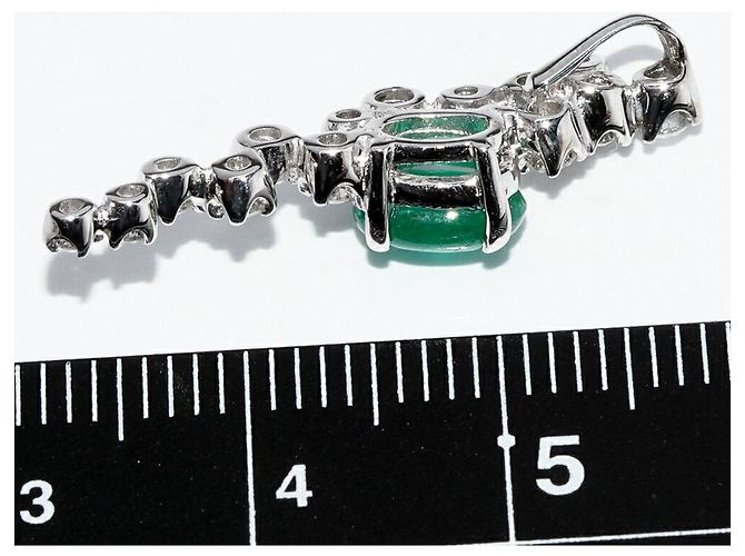 Autre Marque K18WG Smaragd-Diamant-Anhänger - Ansicht 3
